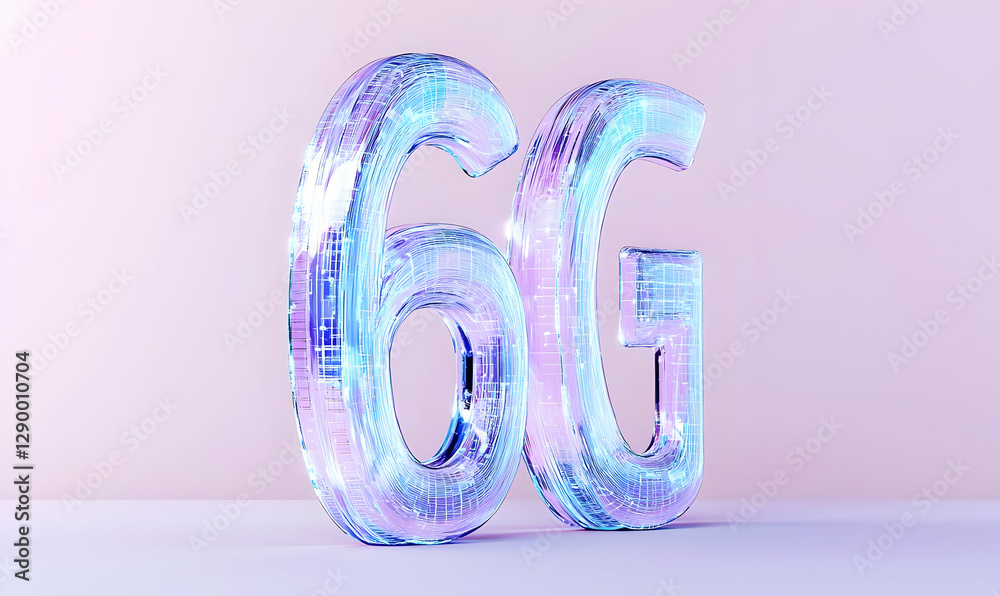 Poster holographic visualization of future 6g technology, showcasing advanced connectivity concepts with vi