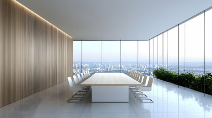 Contemporary conference space with transparent dividers, sleek furnishings, collaborative atmosphere, ideal for professional gatherings and meetings