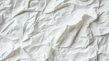 Fototapeta premium Crumpled White Paper Surface With Visible Creases and Textures