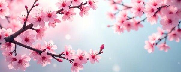 Elegant sakura cherry blossom branches forming a graceful frame, ideal for spring event invitations, season, floral, nature