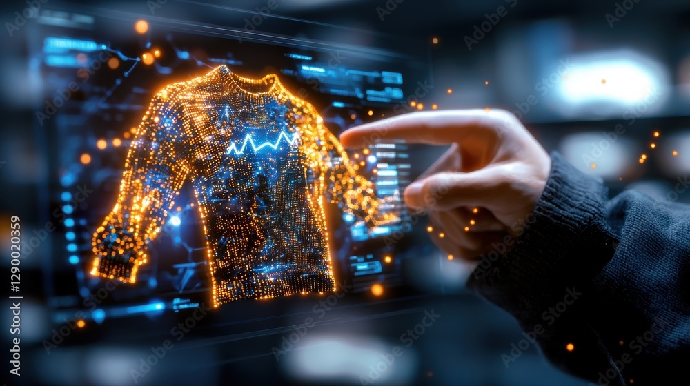 Poster futuristic digital hologram interface showing advanced data visualization and analytics for business