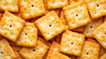 Crunchy Square Snacks Overlapping on a Surface Background