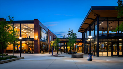 Obraz premium Modern Commercial Building Complex at Dusk
