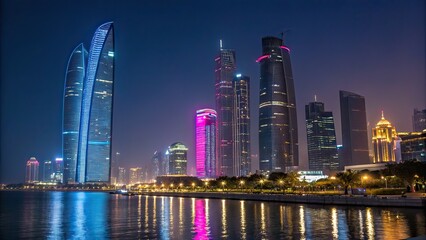 Obraz premium singapore city skyline at night