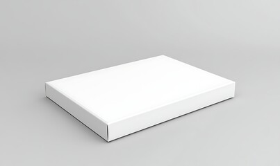 Fototapeta premium Blank white rectangular box on a neutral background, ideal for packaging or branding purposes.