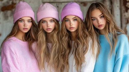 Four Stunning Models in Pastel Knitwear