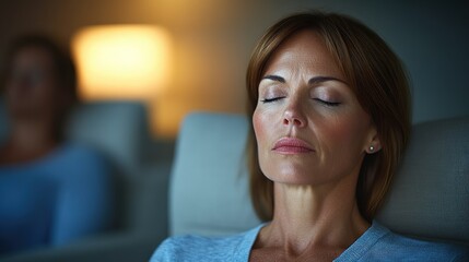 Peaceful Slumber: A Woman Resting with Eyes Closed