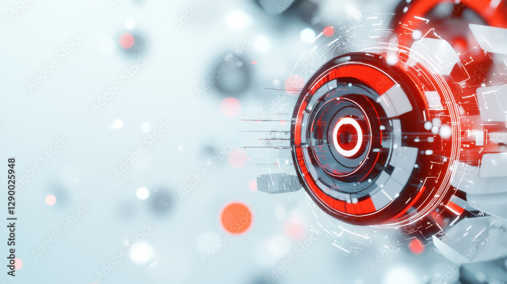 Poster futuristic technology and digital innovation abstract concept with colorful geometric circles shapes