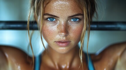 Sweaty Fitness Girl, Intense Workout Portrait