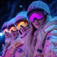 Neon Nights: Ski Goggles Glow Under Winter's Spell