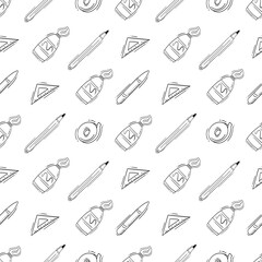 artist tool pattern. art supplies seamless pattern. doodle artist kit seamless pattern. doodle art material background