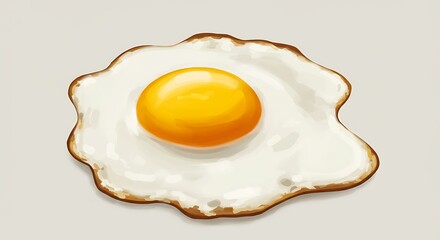 Sunny Side Up Egg Illustration with Brown Edges and Yolk