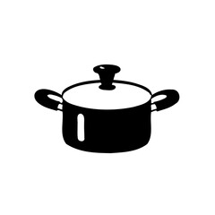 Stylized Isolated Black Pot With Lid Illustration