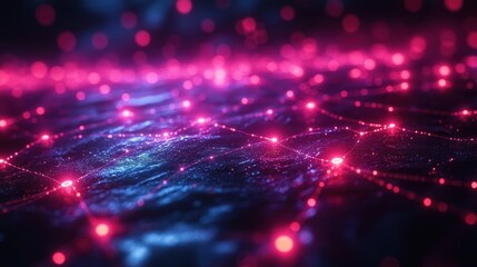 Obraz premium Abstract network landscape with glowing connections