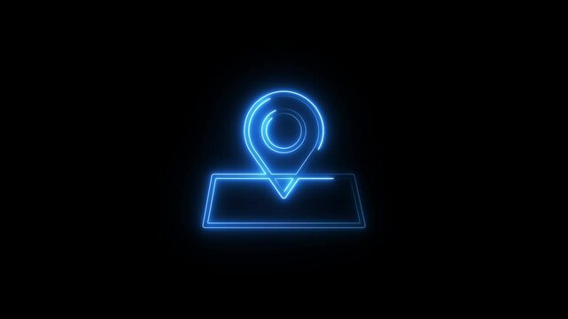 A glowing neon location pin icon animation. navigation mark, map maker icon. GPS pin icon concept.