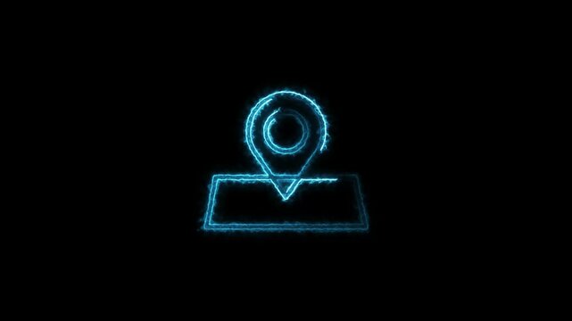 A glowing neon location pin icon animation. navigation mark, map maker icon. GPS pin icon concept.