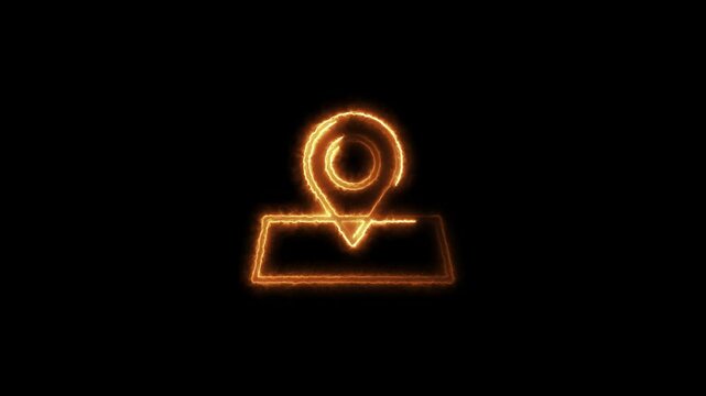 A glowing neon location pin icon animation. navigation mark, map maker icon. GPS pin icon concept.