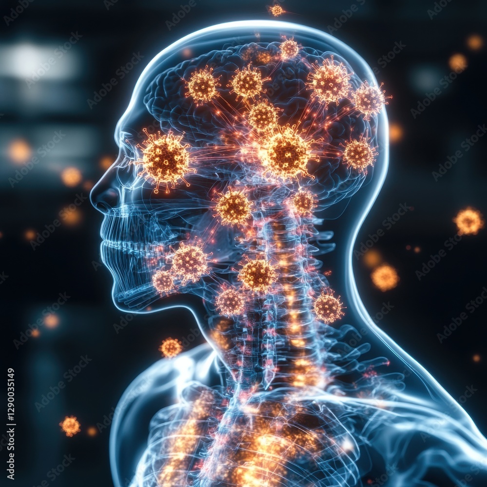 Poster futuristic 3d visualization of the intricate interconnected structure and function of the human brai