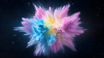 Colorful powder explosion against dark space, design element