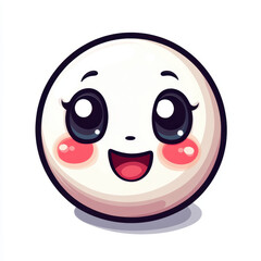 Fototapeta premium Cute chibi emoji with big eyes and blushing cheeks