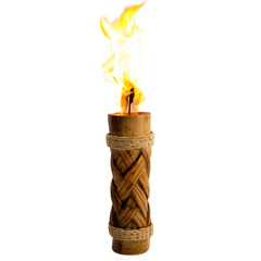 A Glowing Bright Flame from a Tiki Torch Casting Light Isolated on Transparent Background