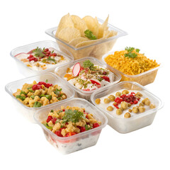 Delicious ramadan iftar meal on white background