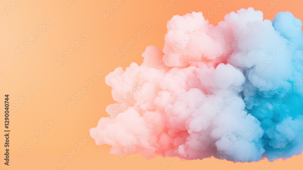 Poster dynamic colorful clouds against a soft gradient background in abstract