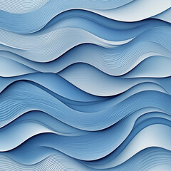 Smooth blue waves create serene and calming abstract pattern, showcasing layered textures and gentle curves that evoke sense of tranquility and depth