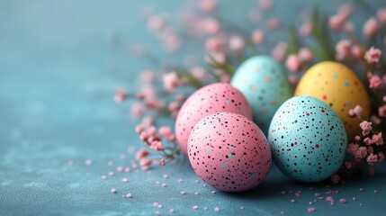 Obraz premium easter eggs painted in pastel colors happy easter background