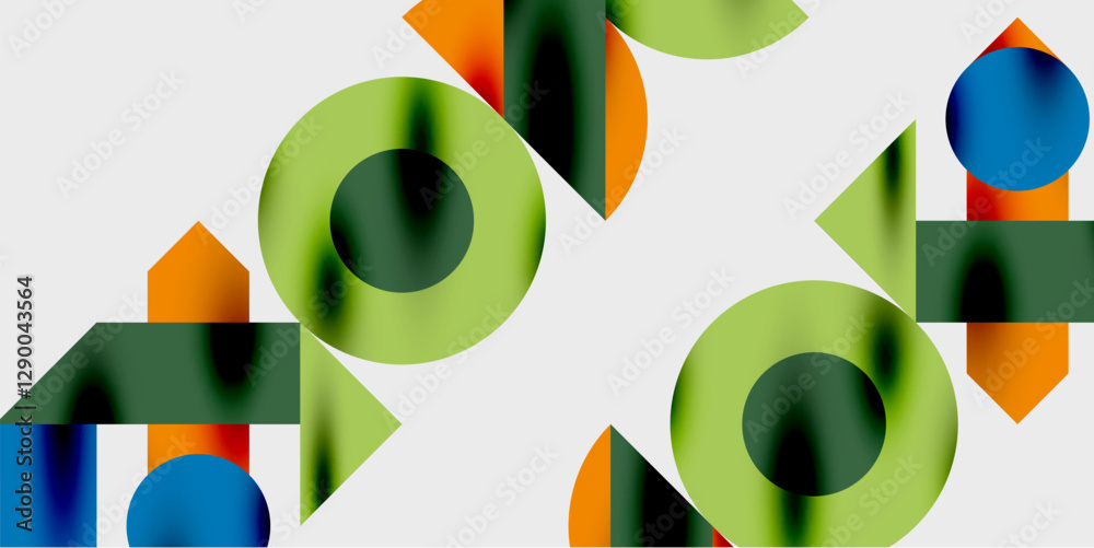 Aufkleber Modern abstract background featuring circles, lines, and triangles in a dynamic geometric composition. Perfect for stylish, tech, or creative-themed designs