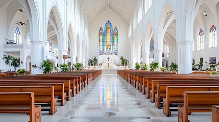 Fototapeta premium Modern church interior a serene worship experience