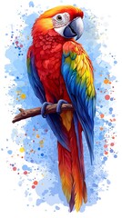 Obraz premium Scarlet Macaw Bird Watercolor Painting Print