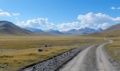 Lonely stretch of highway cutting through vast open fields, evoking a sense of isolation and freedom