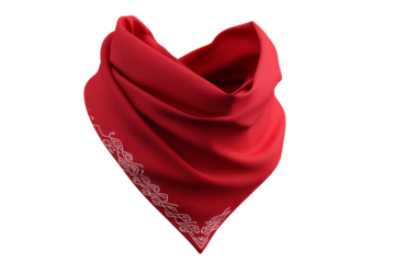 Red scarf with white writing on it, isolated