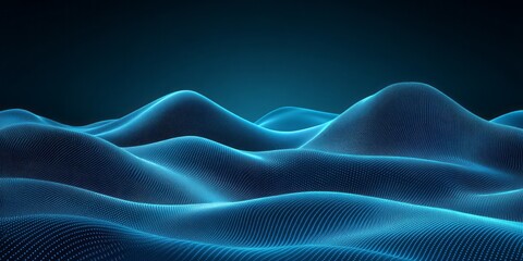 Obraz premium Digital landscape of connected blue dots forming undulating hills