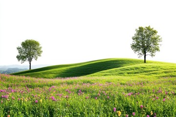Naklejka premium Hilly spring fields landscape scenery nature.