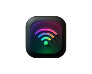 A colorful contactless payment icon featuring a Wi-Fi symbol, isolated on a white background, representing wireless payment systems.