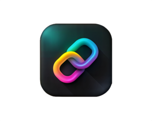 A vibrant and colorful digital supply chain icon featuring linked chains, isolated on white background, symbolizing connection, logistics, and management.