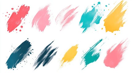 Fototapeta premium Vibrant and Colorful Paint Strokes Vector Set Showcasing Artistic Expression and Creative Designs