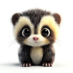 Fototapeta premium Marbled Polecat illustration creature cartoon.
