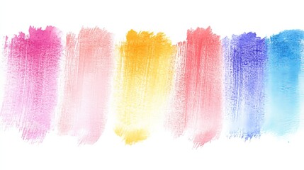 Naklejka premium Vibrant Multicolored Brush Stroke on Pure White Background Evoking Creativity and Artistic Expression