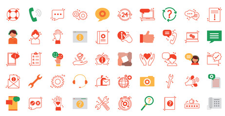 Set of vector help icons with white background
