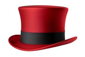 Red top hat with a black band, isolated