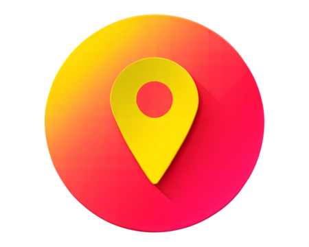 Vibrant location pin icon in gradient of yellow and red, isolated on white background. Ideal for navigation, maps, and location-based design. - Powered by Adobe