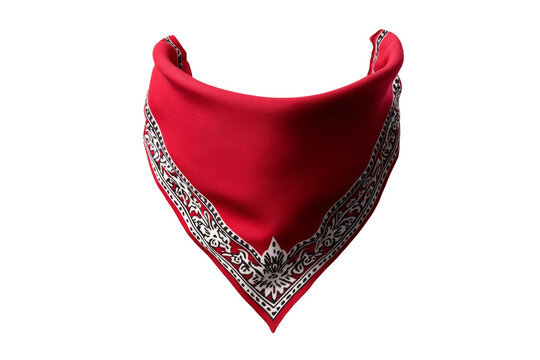 Red bandana with white and black designs, isolated