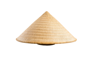 Tan straw hat with a pointed top, isolated