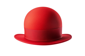 Red hat with a red ribbon, isolated