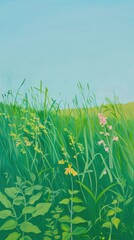 Meadow illustration outdoors flowers.
