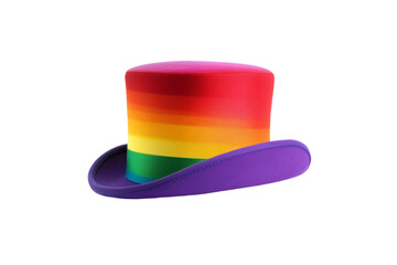 Fototapeta premium Rainbow hat with a purple brim, isolated
