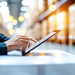Logistics manager tracking distributor sales network using technology warehouse environment digital management